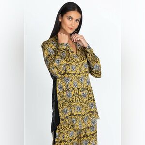 Johnny Was Workshop Miel De Lune Velvet Back Oversized Shirt